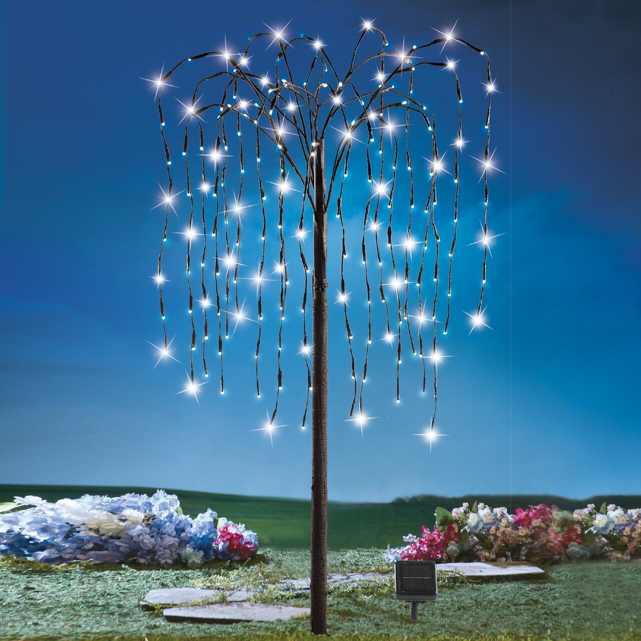 Collections Etc Collections Etc. LED Solar Willow Tree, Outdoor Solar Tree with Colorful Solar-Powered Lights with Adjustable Branches